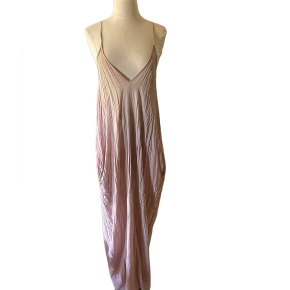 Nordstrom elan pink spaghetti strap maxi dress with pockets Sz large long - Picture 1 of 6